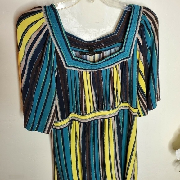 BCBGMAXAZRIA Womens Multicolored Square Neck Peasant Dress Size XS - Picture 3 of 6